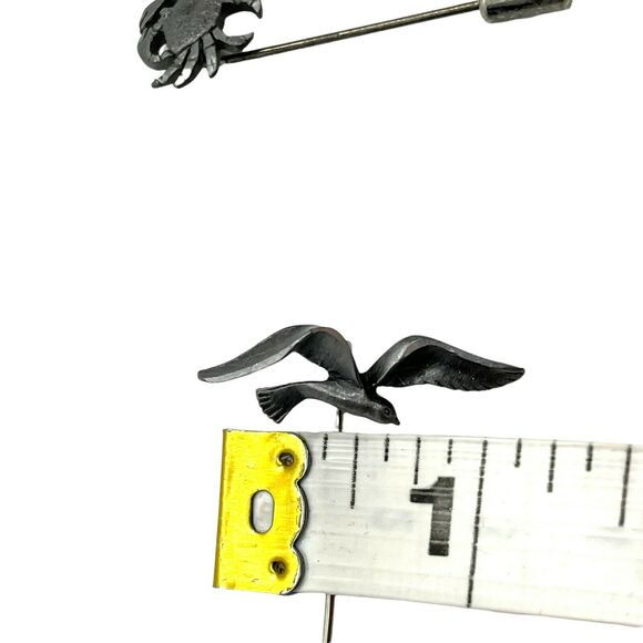 Seagull Crab Beach Classic Lapel Stick Pin Set Of 2 Women's Pewter Tone - Picture 4 of 10